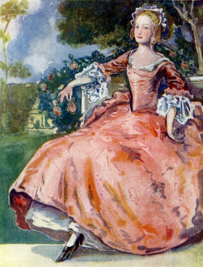 Frauenkostüm zur Zeit von Georg I (1714-1727) von Dion Clayton Calthrop